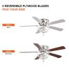 48″ Modern Reversible 5-Blade Crystal Flush Mount Ceiling Fan with Remote  |   Ceiling Fans Ceiling Fans Ceiling Fans