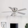 48″ Modern Reversible 5-Blade Crystal Flush Mount Ceiling Fan with Remote  |   Ceiling Fans Ceiling Fans Ceiling Fans