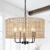 5-Light 18.89-inch Rattan Drum Chandelier for Living Room Kitchen  |   Chandeliers Ceiling Lighting Chandeliers