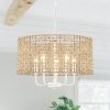 5-Light 18.89-inch Rattan Drum Chandelier for Living Room Kitchen  |   Chandeliers Ceiling Lighting Chandeliers