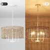 5-Light 18.89-inch Rattan Drum Chandelier for Living Room Kitchen  |   Chandeliers Ceiling Lighting Chandeliers