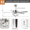 52″ Modern Reversible 5-Blade Chrome Dimmable LED Ceiling Fan with Remote  |   Ceiling Fans Ceiling Fans Ceiling Fans