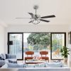 52″ Modern Reversible 5-Blade Chrome Dimmable LED Ceiling Fan with Remote  |   Ceiling Fans Ceiling Fans Ceiling Fans