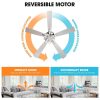 52″ Modern Reversible 5-Blade Chrome Dimmable LED Ceiling Fan with Remote  |   Ceiling Fans Ceiling Fans Ceiling Fans