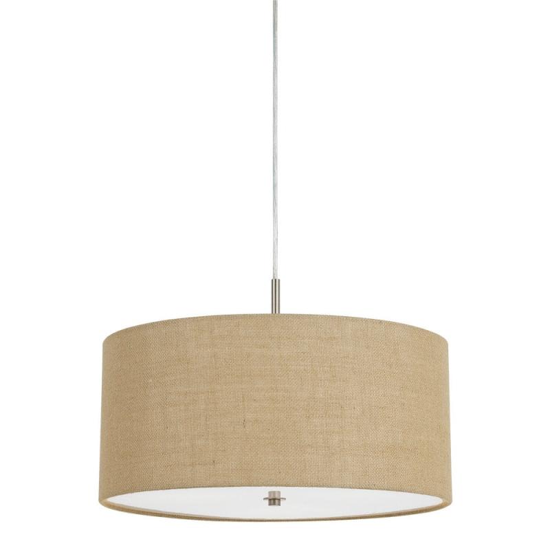 Addison Iron 60-watt 3-light Drum Pendant Light Fixture with Beige Burlap Shade  |   Kitchen Lighting Kitchen Lighting Kitchen Lighting