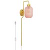 Adrienne Pink Glass and Metal Retro Wall Sconce – 5.375″ x 8.625″ x 32.25″  |   Wall Sconces Wall Lighting Wall Sconces