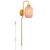 Adrienne Pink Glass and Metal Retro Wall Sconce – 5.375″ x 8.625″ x 32.25″  |   Wall Sconces Wall Lighting Wall Sconces