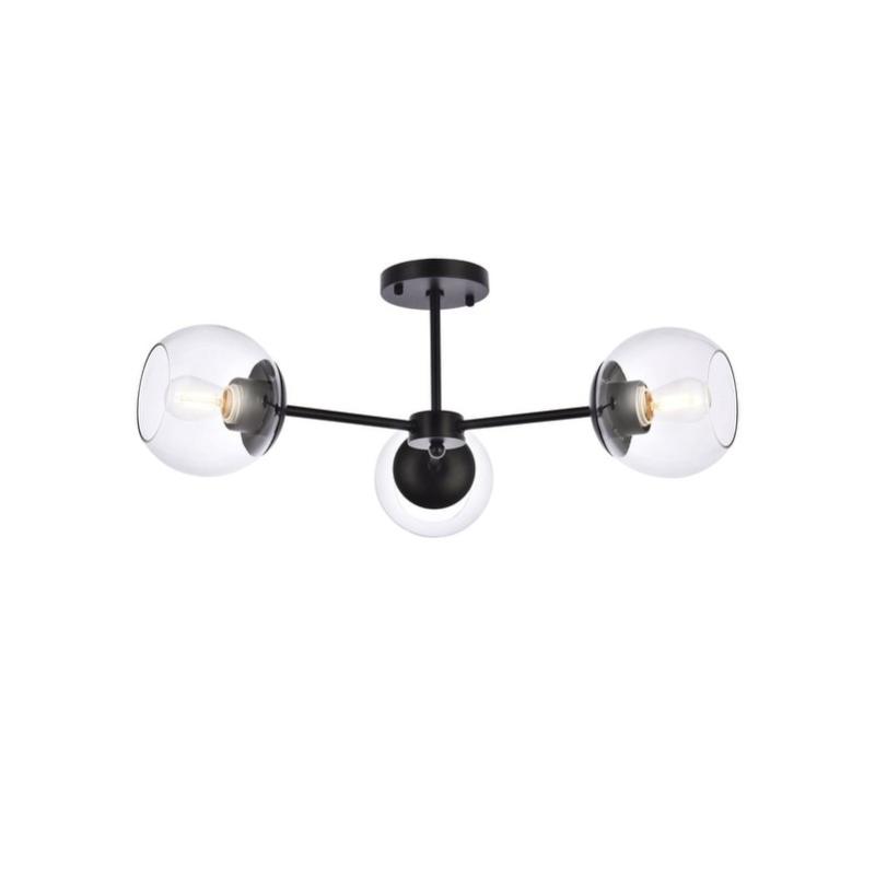 Brooke 26 inch Flush Mount with Clear Shade  |   Flush Mount Wall Lights Flush Mount Wall Lights Black And Brass/Black/Brass