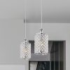 Chrome 1-Light Round Beaded Drum Pendant with Crystals  |   Kitchen Lighting Kitchen Lighting Chrome