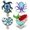 CoTa Global Ocean Life Metal Glass Night Lights with Switch – 4 Piece  |   Night Lights Night Lights Multicolor