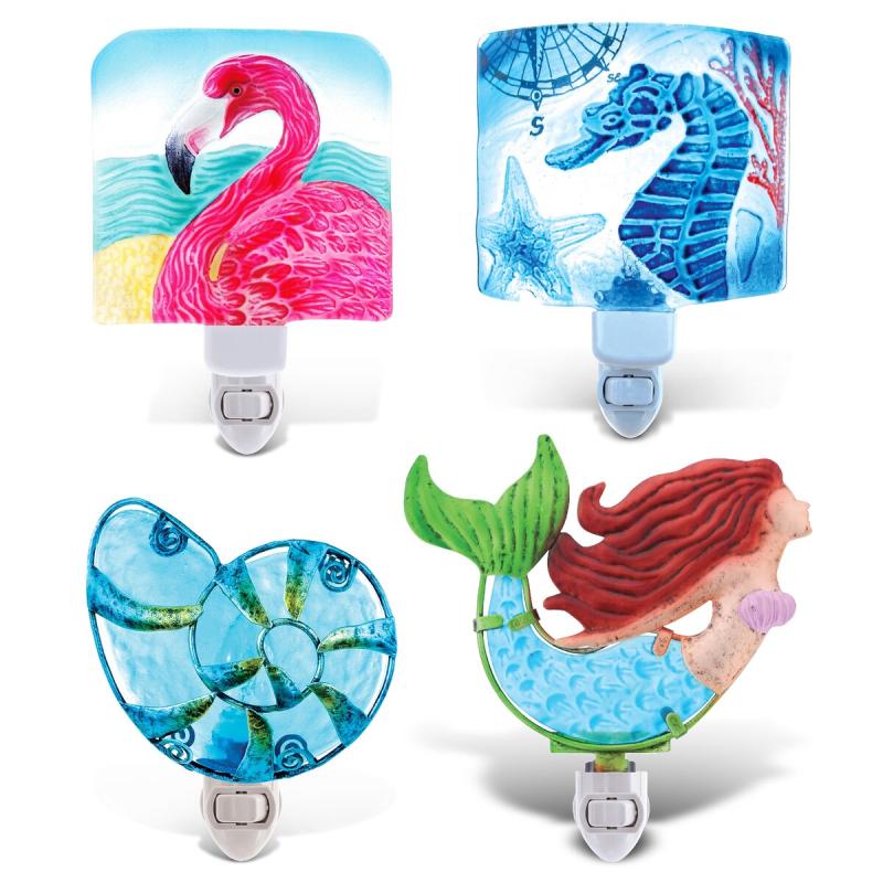 CoTa Global Ocean Life Metal Glass Night Lights with Switch – 4 Pieces  |   Night Lights Night Lights Multicolor