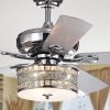 Davrin 5-Blade 52-Inch Chrome Lighted Ceiling Fans with 3-Light Crystal Drum Lamp (Optional Remote)  |   Ceiling Fans Ceiling Fans Ceiling Fans