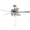 Davrin 5-Blade 52-Inch Chrome Lighted Ceiling Fans with 3-Light Crystal Drum Lamp (Optional Remote)  |   Ceiling Fans Ceiling Fans Ceiling Fans