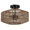 Dorn 2-Light Bohemian Jute Rope Semi-Flush Mount – W14″x H10″ – 14 in. W  |   Semi-Flush Mount Ceiling Lights Ceiling Lighting Semi-Flush Mount Ceiling Lights