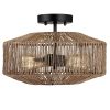 Dorn 2-Light Bohemian Jute Rope Semi-Flush Mount – W14″x H10″ – 14 in. W  |   Semi-Flush Mount Ceiling Lights Ceiling Lighting Semi-Flush Mount Ceiling Lights