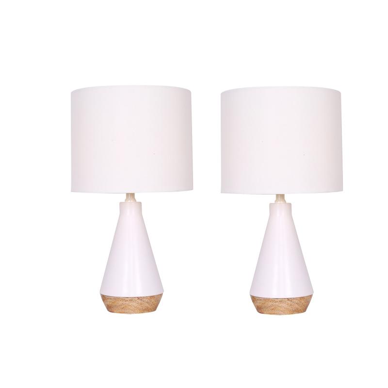 Elise White and Wood Grain Lamp – Set of 2  |   Lamp Sets Lamp Sets Lamp Sets