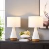 Elise White and Wood Grain Lamp – Set of 2  |   Lamp Sets Lamp Sets Lamp Sets