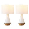 Elise White and Wood Grain Lamp – Set of 2  |   Lamp Sets Lamp Sets Lamp Sets