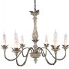 French Traditional Elegant Iron and Wood Chandelier, 6-Light Rustic Bronze Pendant Lighting with Adjustable Chain  |   Chandeliers Ceiling Lighting Chandeliers